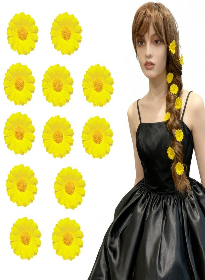 Backgarden Yellow [12 Packed] Women Sweet Flower Side Hair Clip Beach Wedding Flower Bridesmaid Hair Accessory - Image 1